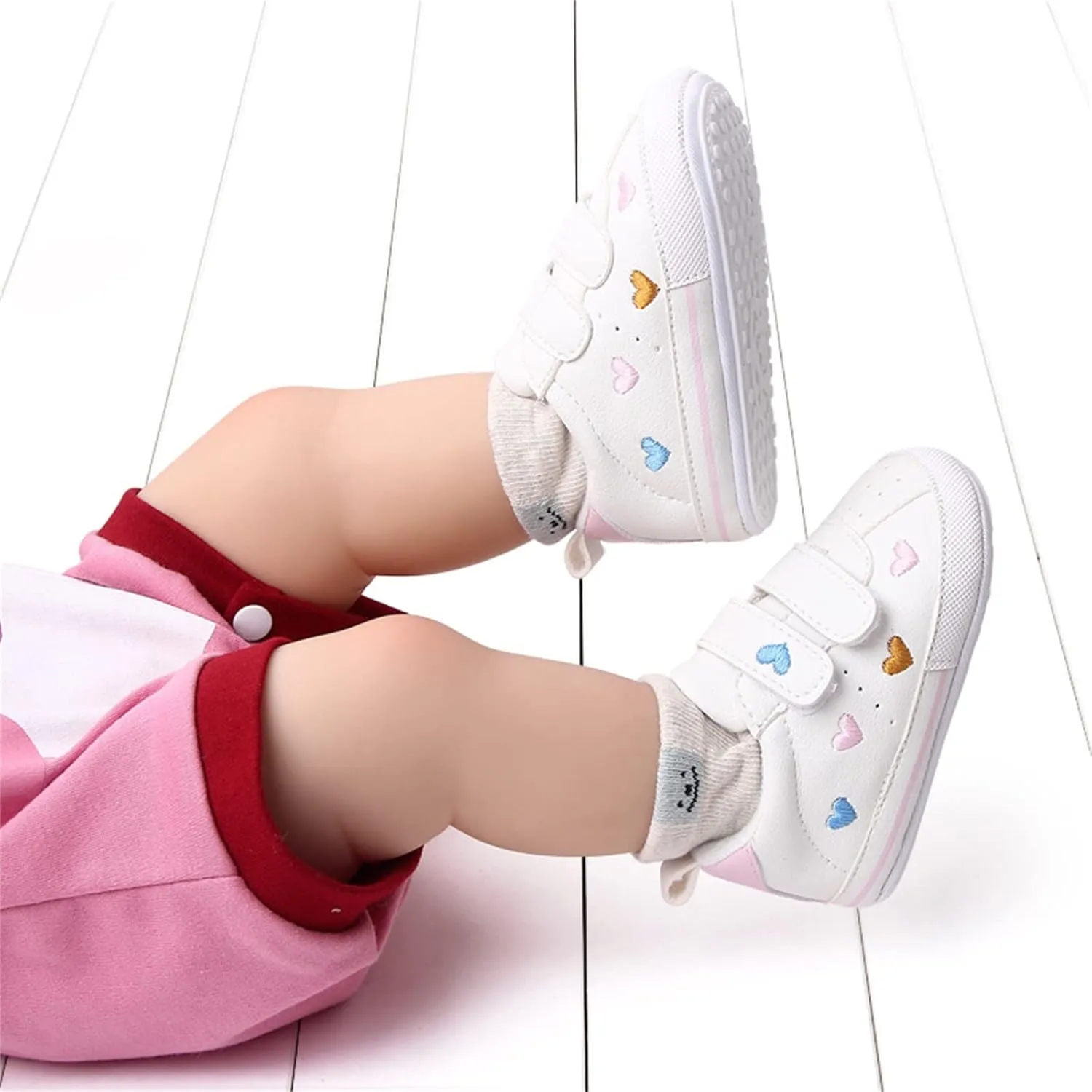 Toddler Shoes Infant Shoes Boys and Girls Sports Shoes Flat Bottom Light Double Strap Hook Loop Comfortable Born Shoes