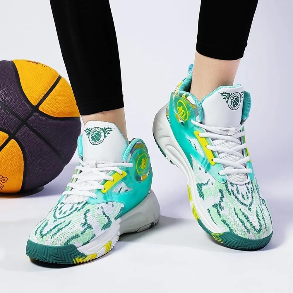 Unisex Basketball Shoes High Cut Lightweight Wear-Resistant Breathable Outdoor Sports Running Shoes