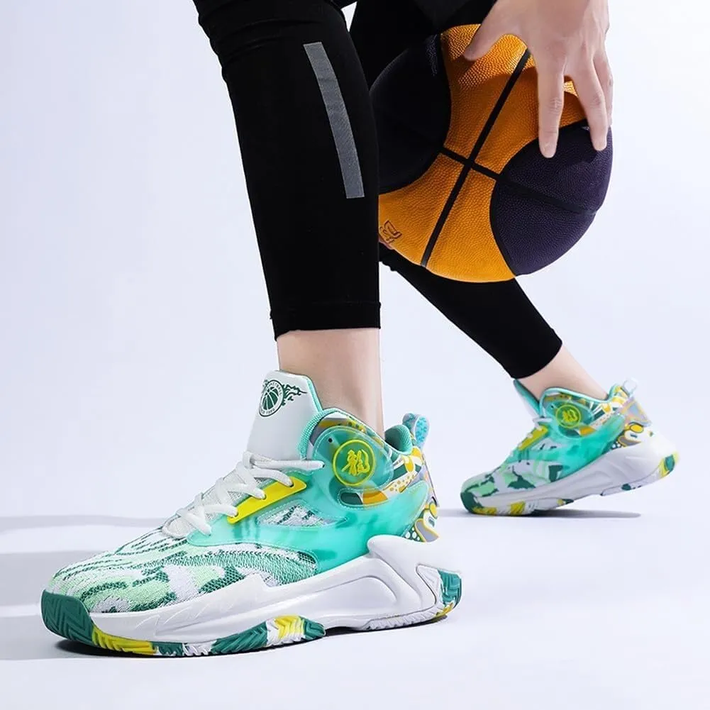 Unisex Basketball Shoes High Cut Lightweight Wear-Resistant Breathable Outdoor Sports Running Shoes