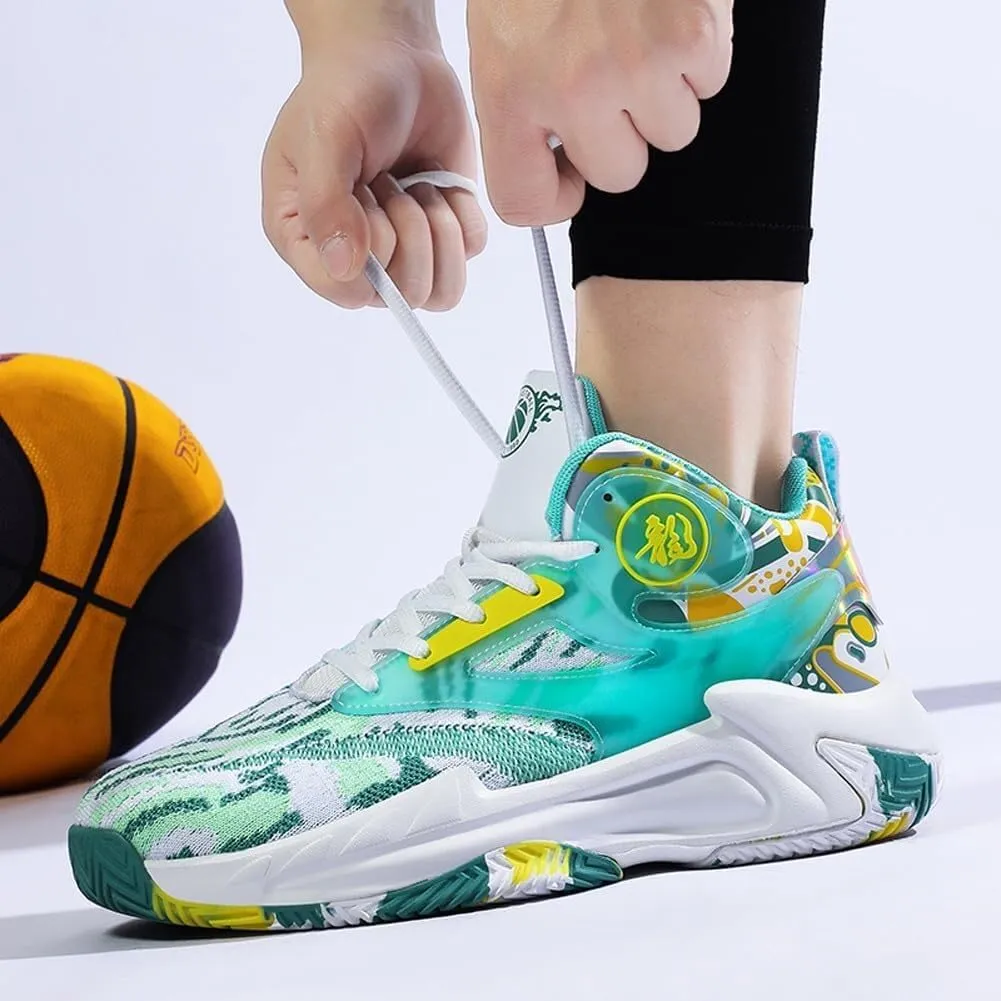 Unisex Basketball Shoes High Cut Lightweight Wear-Resistant Breathable Outdoor Sports Running Shoes