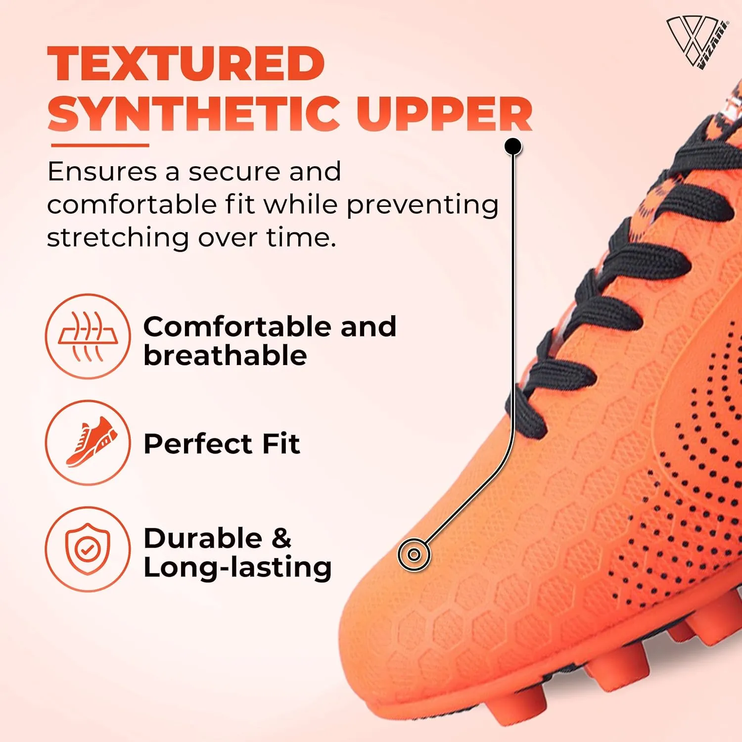 Vizari USA Stealth Boys Girls Soccer Cleats | Youth Firm Ground Athletic Outdoor Football Shoes for Toddler, Little Kid, Big Kid | Lightweight & Durable