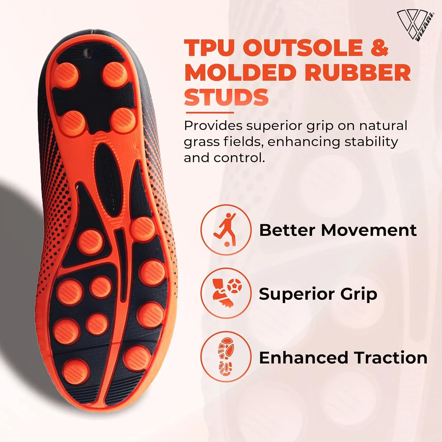 Vizari USA Stealth Boys Girls Soccer Cleats | Youth Firm Ground Athletic Outdoor Football Shoes for Toddler, Little Kid, Big Kid | Lightweight & Durable