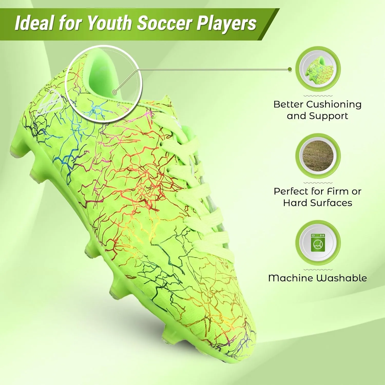 Vizari Zodiac Firm Ground Soccer Cleats for Boys and Girls | Lightweight & Durable Football Shoes with Molded TPU Outsole | Youth Cleats with Secure Lace-Up Closure for Maximum Traction & Performance