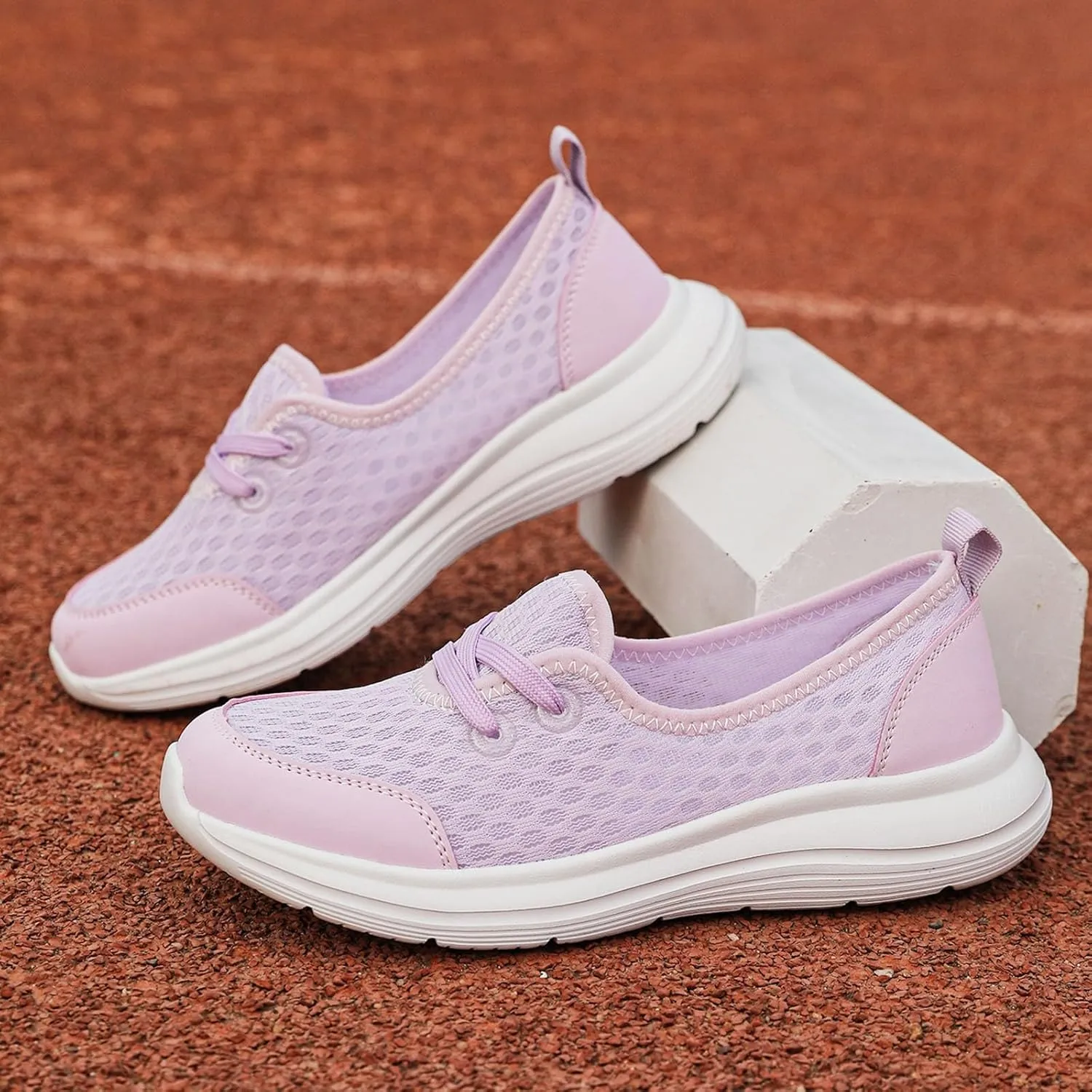 Walking Shoes for Women Breathable Mesh Casual Shoes Low Top Flat Soled Workout Shoes Slip On Cushion Shoes
