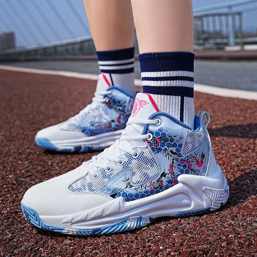 WILTENA Womens Mesh Breathable Basketball Shoes Mens Anti Slip Sneakers Unisex Fashion Running Sneakers Colorful Painting Sports Shoes
