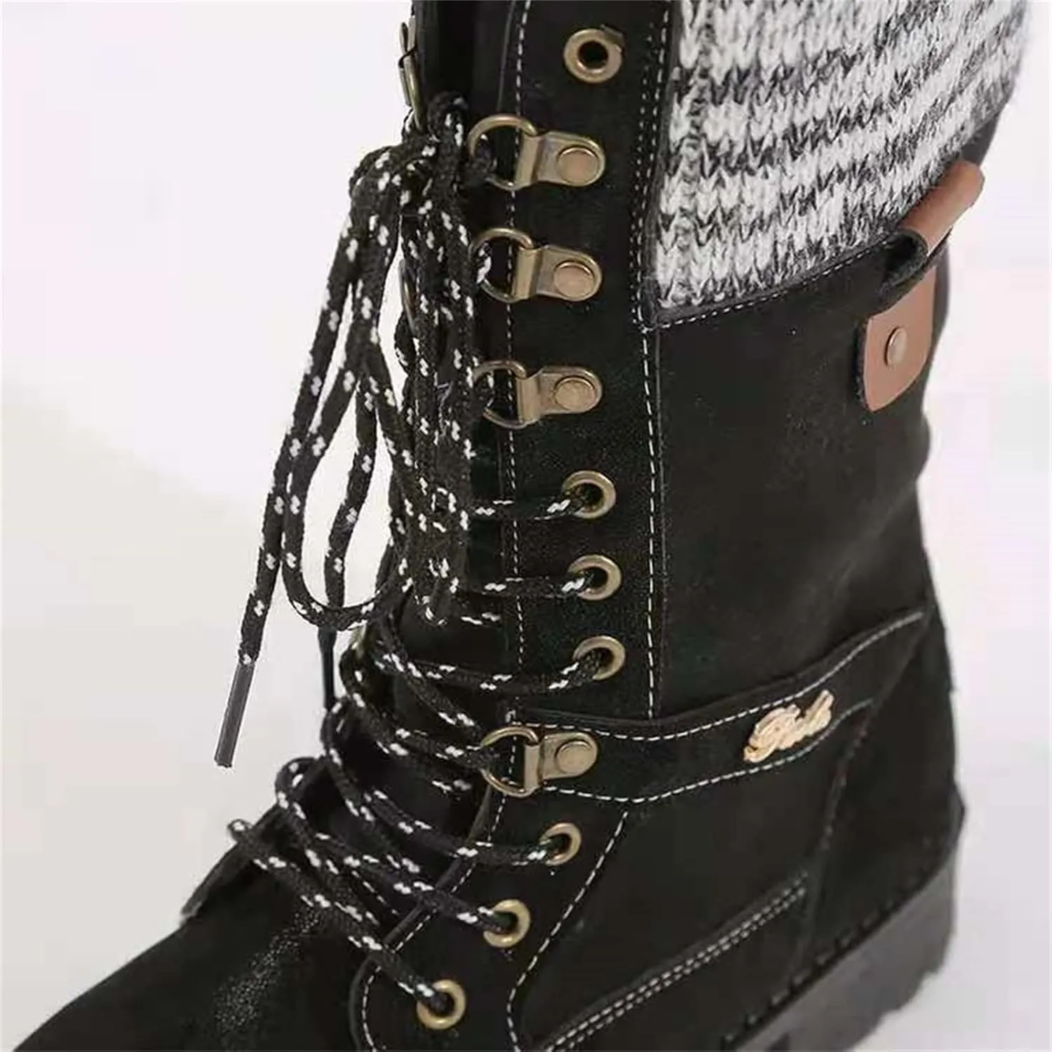 Winter Boots For Women 2022 Trendy Lace-up Combat Boots Mid-calf Military Booties Side Zipper Platform Warm Walking Shoe