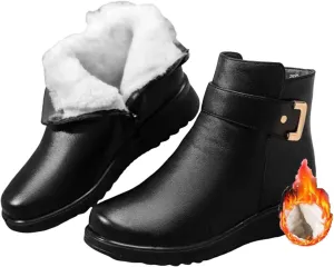 Winter Boots for Women 2024 Trendy Snow Boots for Women Slip On Hundred Fashion High-Grade Leather Boots Short Boots