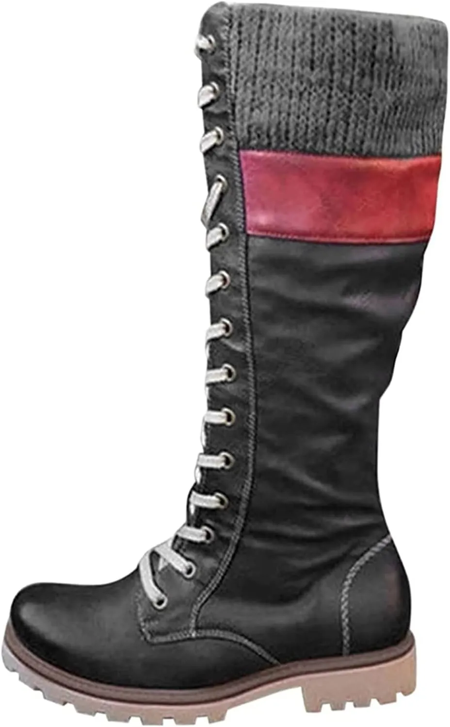 Winter Boots For Women Fashion 2022 Lace up Mid Calf Combat Riding Military Boots Side Zipper Low Heel Platform Shoes