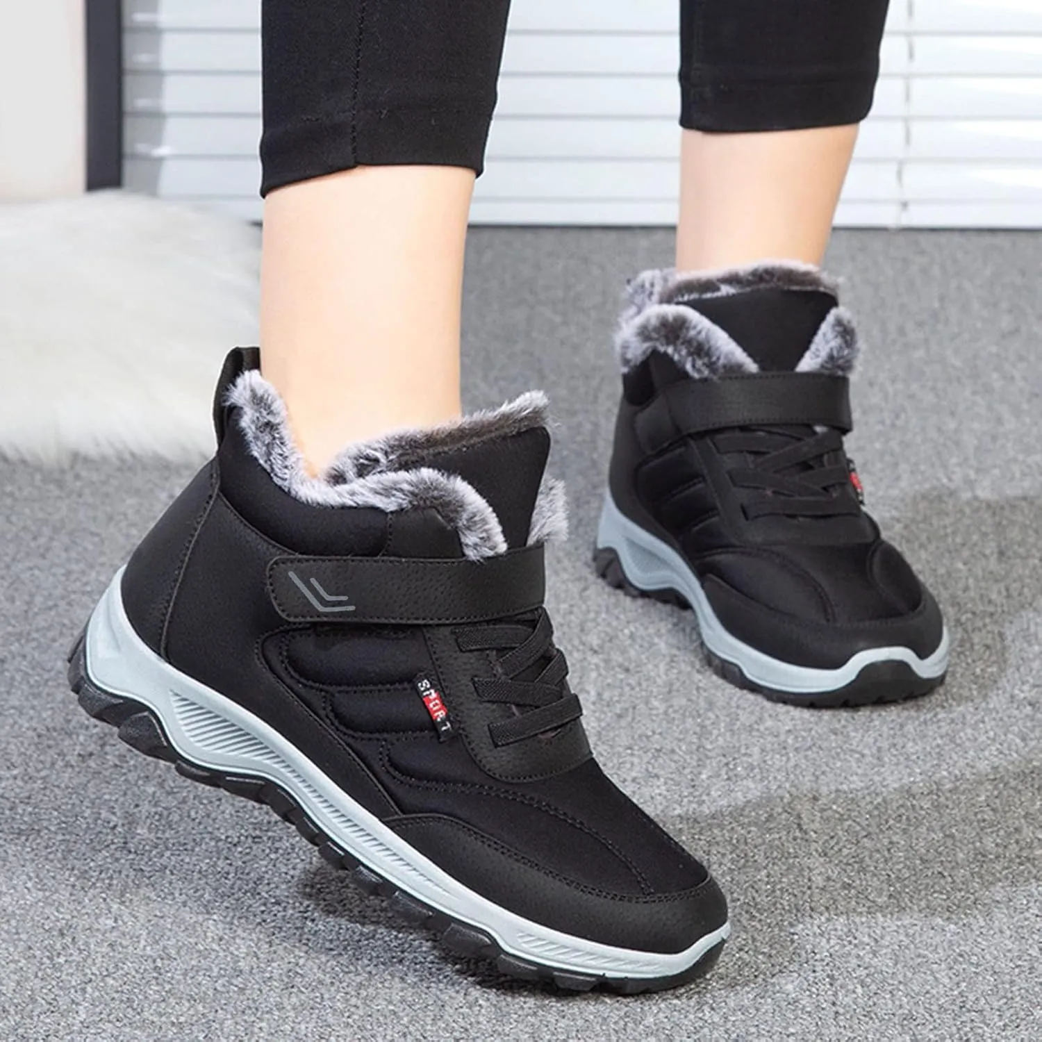 Winter Boots Women Wide Calf Waterproof Winter Shoes Ladies Womens Snow Boots Winter Warm Booties Womens Warm Shoes for Winter Womens Fall Shoes Snow Booties Men