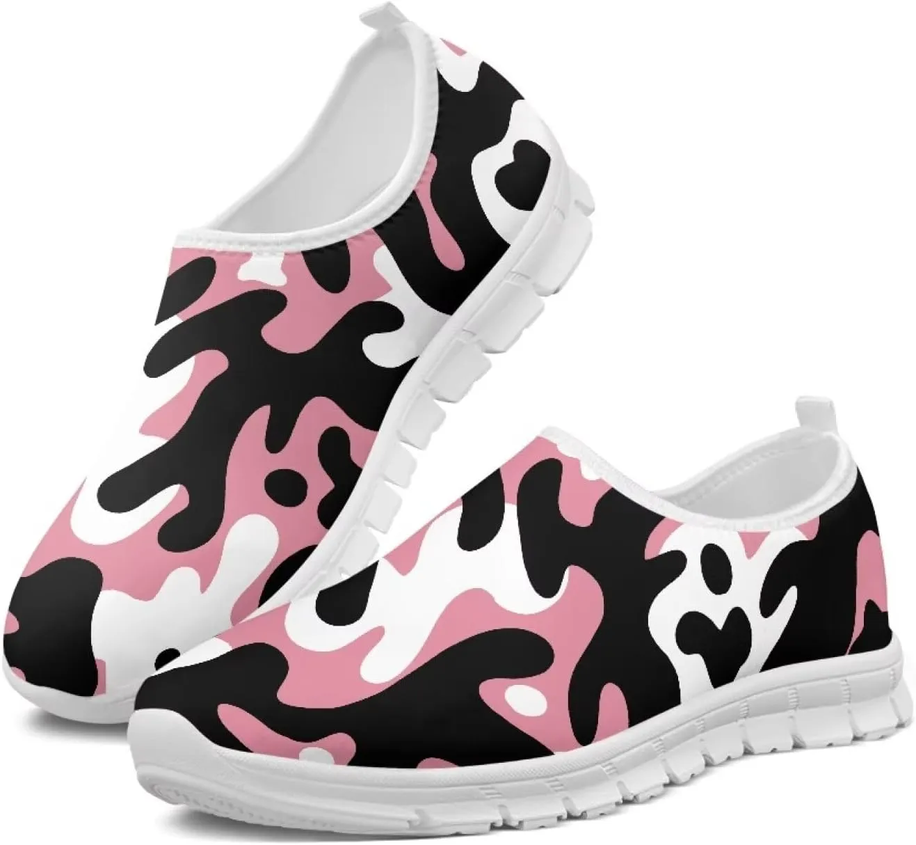 Women’s Canvas Shoes Low Top Fashion Sneakers Slip on Walking Shoe（White Sole）