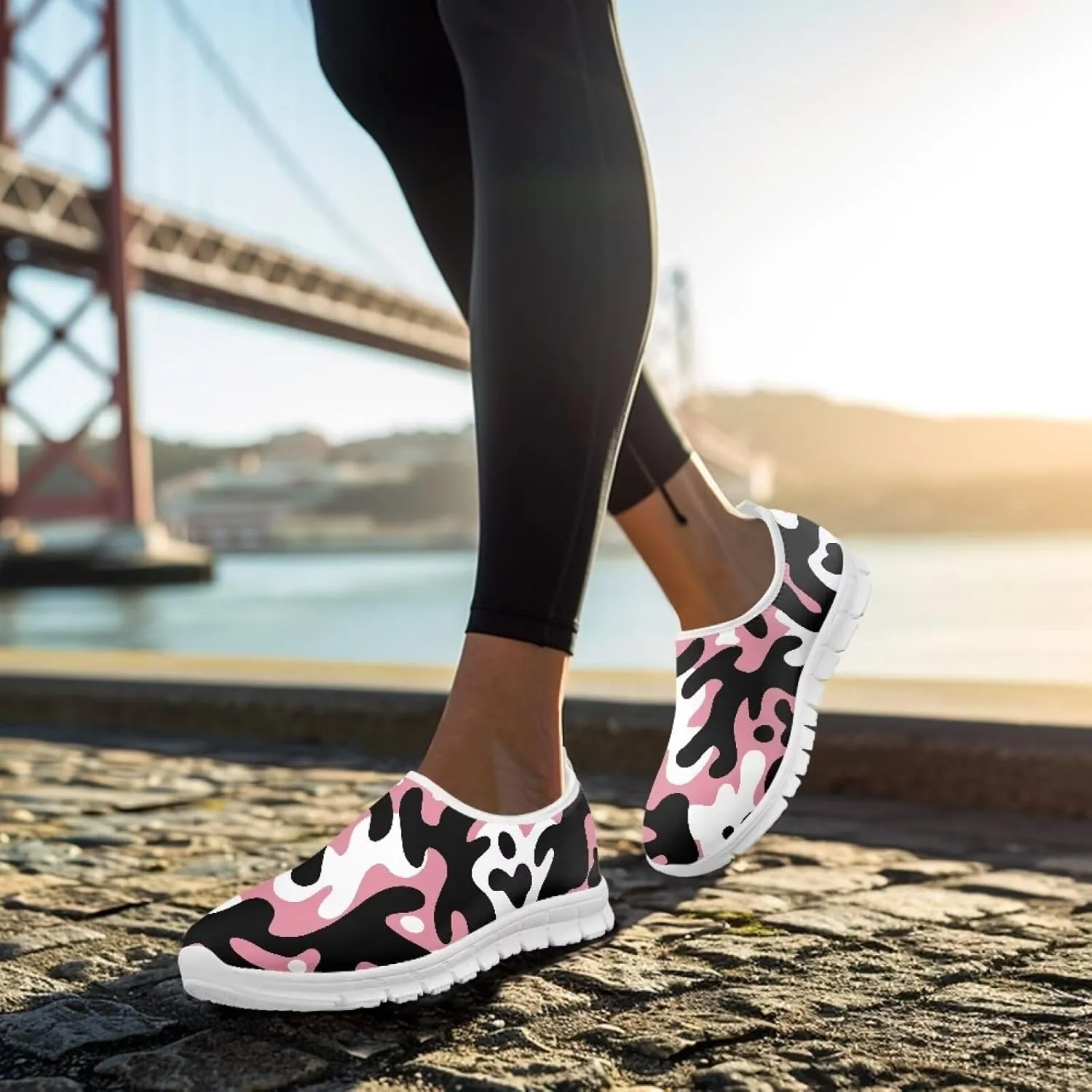 Women’s Canvas Shoes Low Top Fashion Sneakers Slip on Walking Shoe（White Sole）