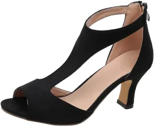 Women's Elegant Fish Mouth Sandals Back Zipper High Heel Summer Party Durable Non-Slip Shoe Hollow Out Sexy Sandal