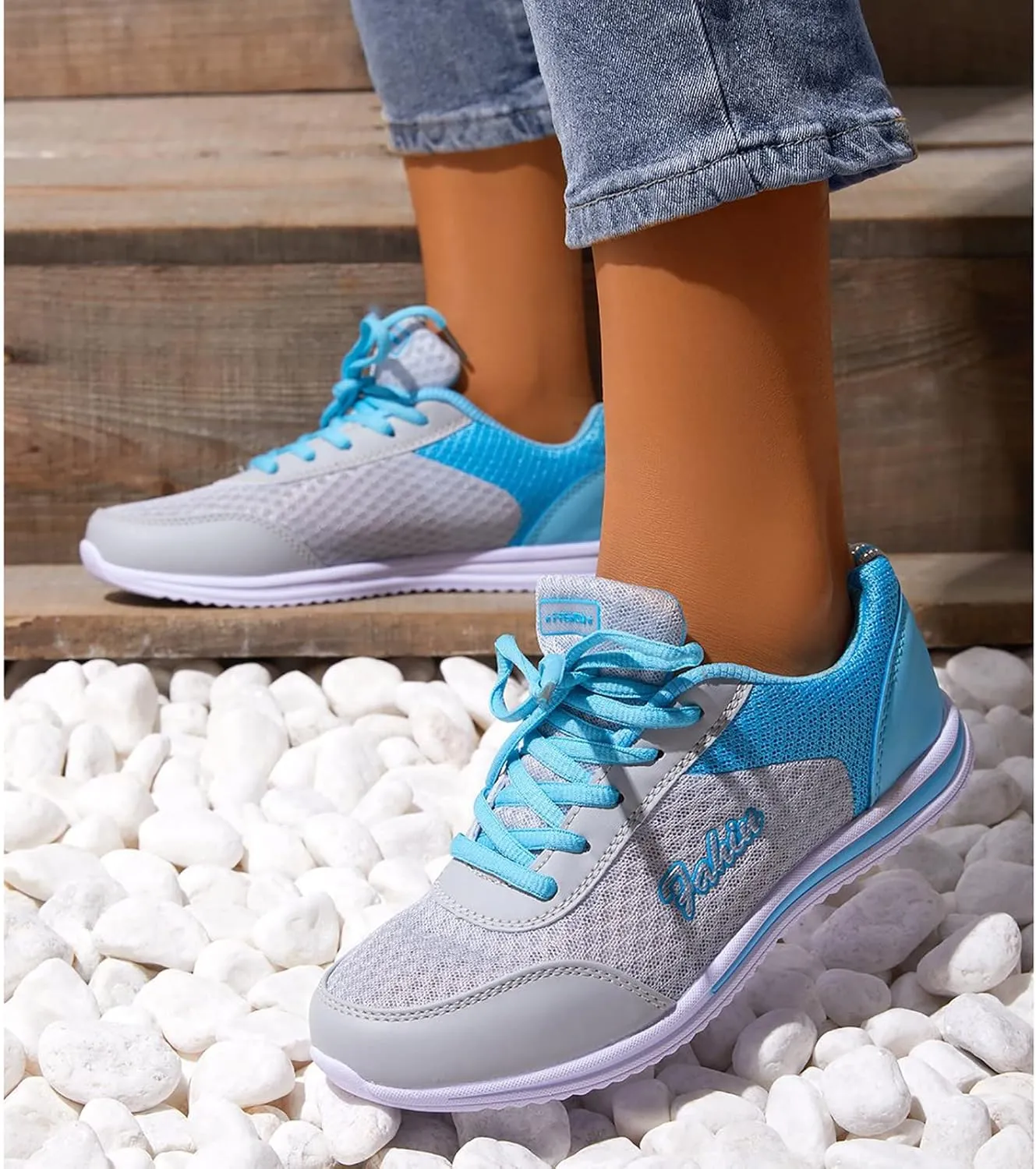 Women's Fashion Sneaker Mesh Slip On Black Non Slip Shoes for Women Comfortable Running Shoes for Women White Loafers Women Womens White Sneaker