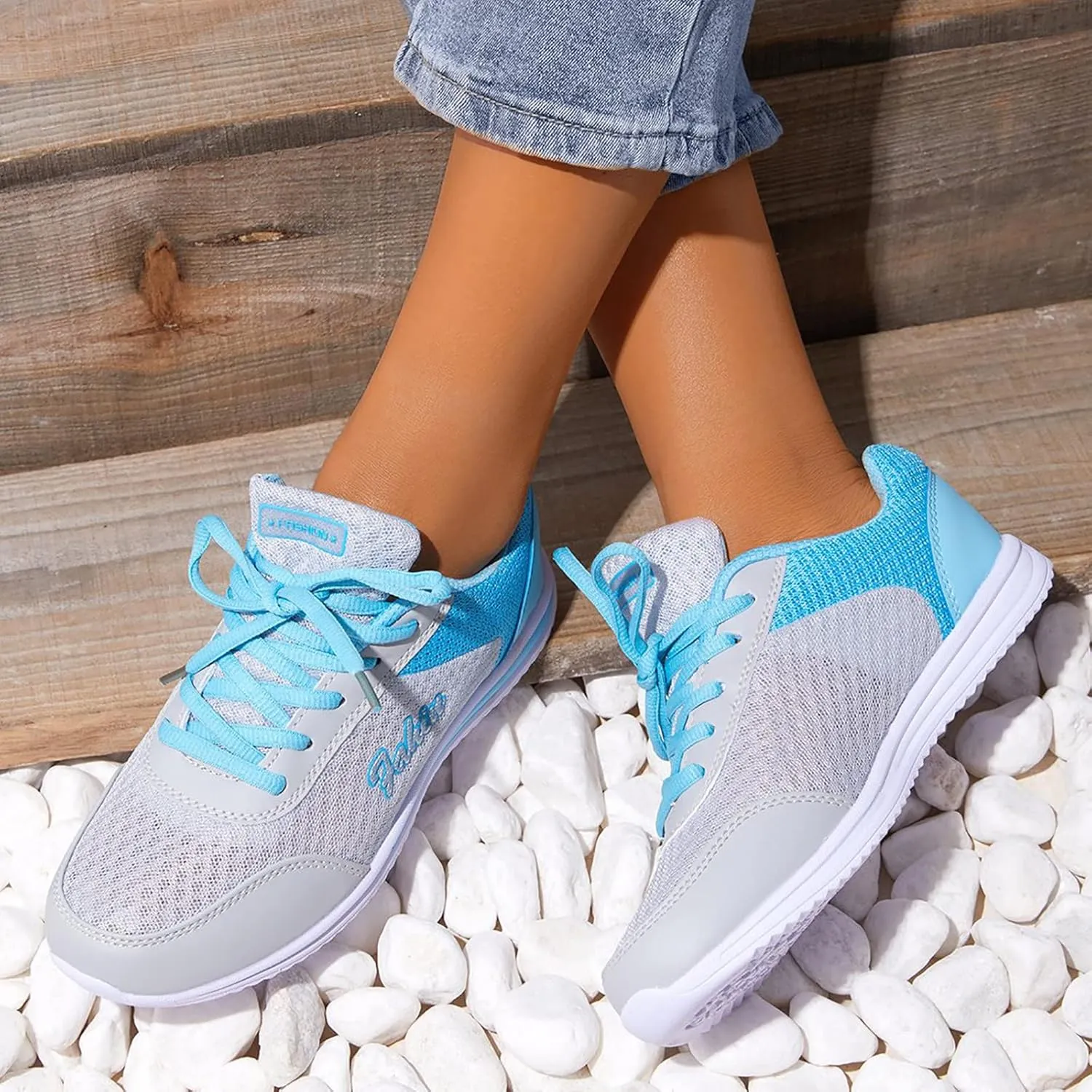 Women's Fashion Sneaker Mesh Slip On Black Non Slip Shoes for Women Comfortable Running Shoes for Women White Loafers Women Womens White Sneaker