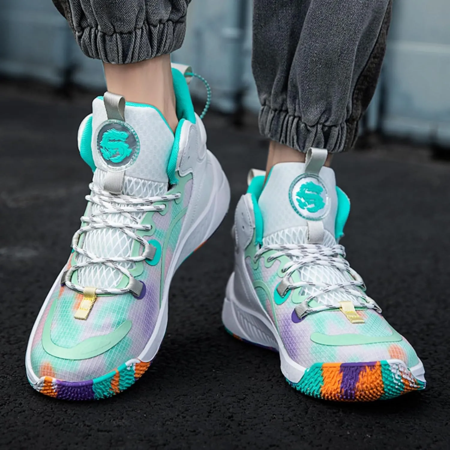 Womens High Top Fashion Graffiti Basketball Shoes Fashion Breathable Non-Slip Sneakers Comfortable Outdoor Running Training Sport Shoes