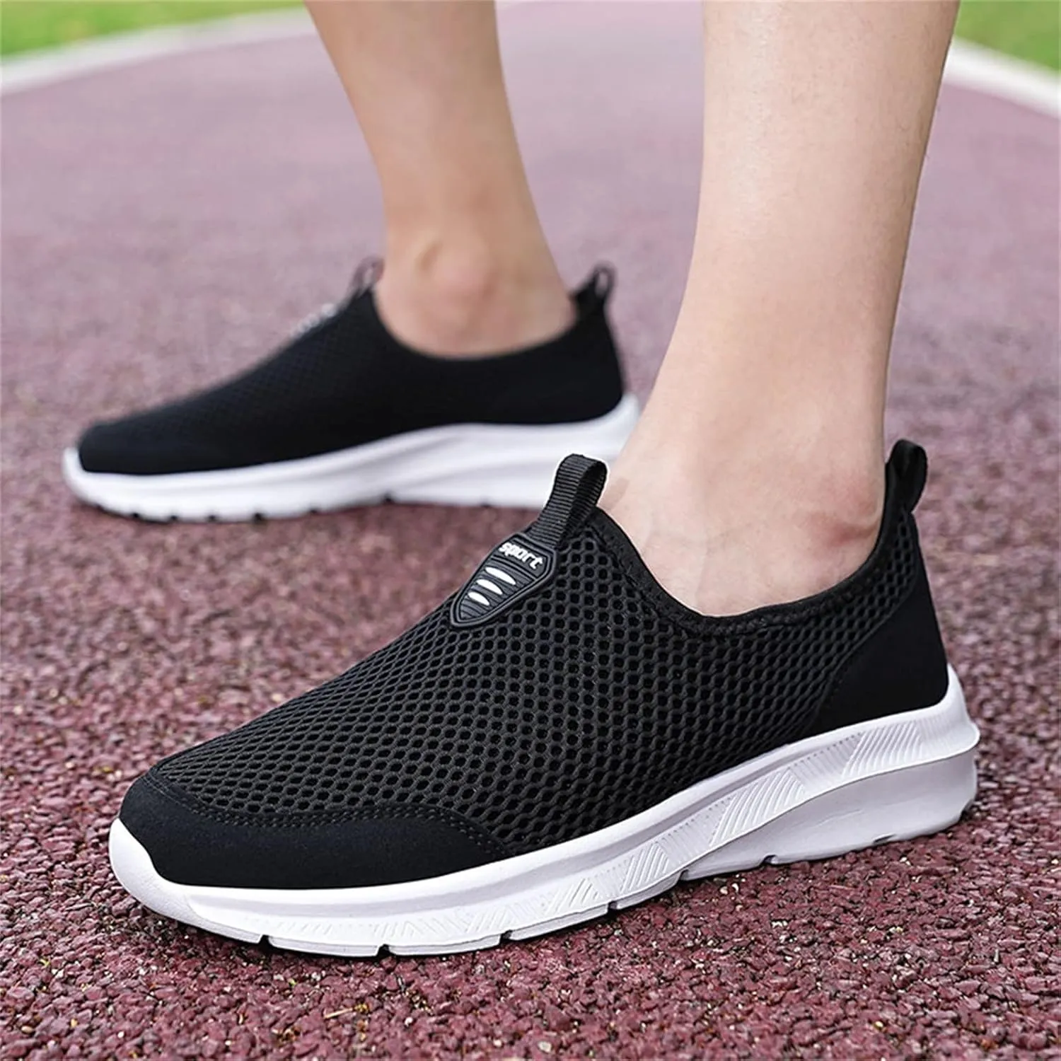 Womens Slip On Walking Shoes Lightweight Breathable Non Slip Mens Casual Shoes Mesh Men Shoes Casual Women's Fashion Sneakers Brown Tennis Shoe Loafers Casual Slip On