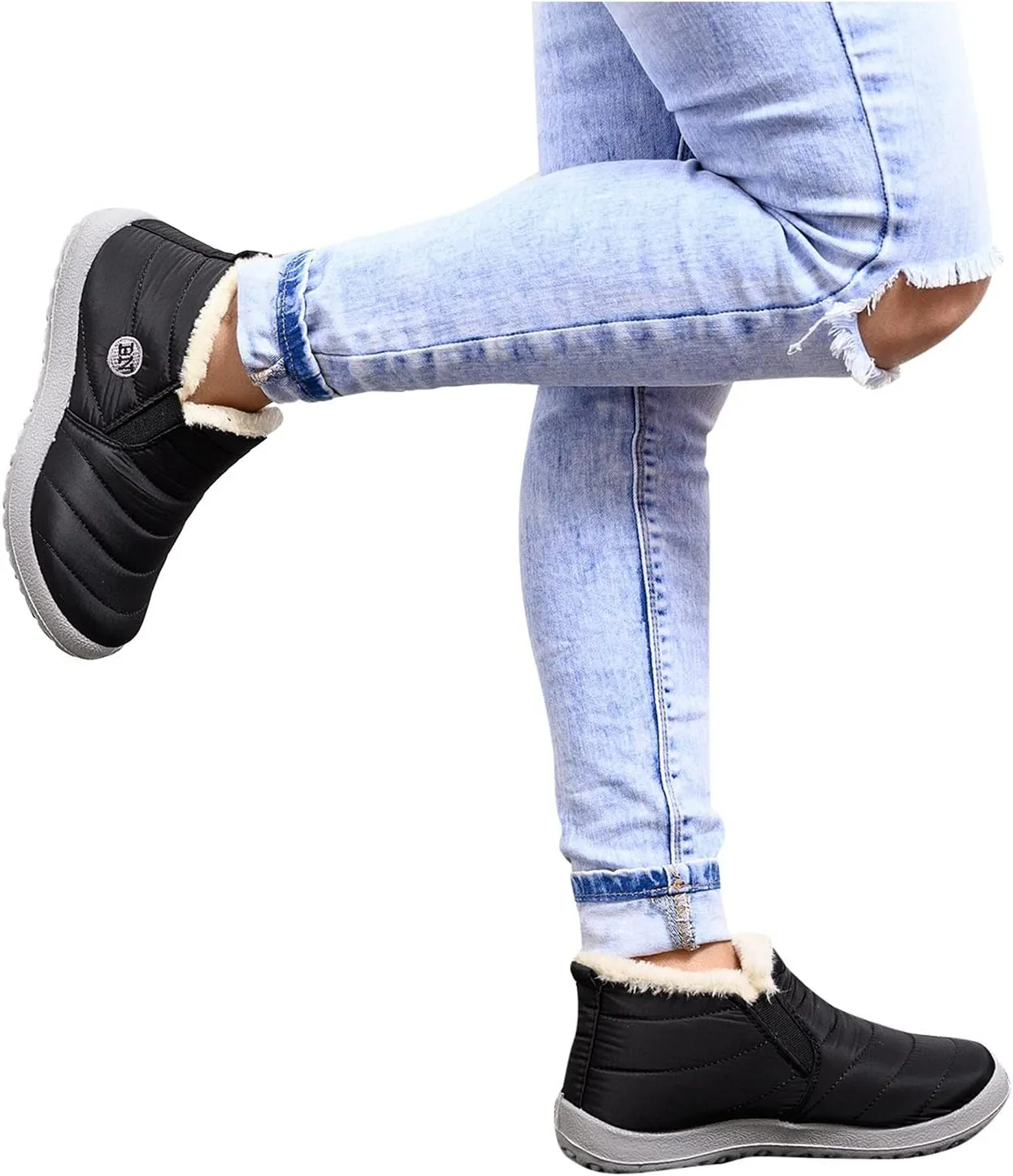 Womens Snow Boots Black Snow Boots for Ladies Indoor Outdoor Womens Winter Snow Boots Women Ankle Booties Womens Winter Boot Slip On Black Boots for Women Mens Snow Booties