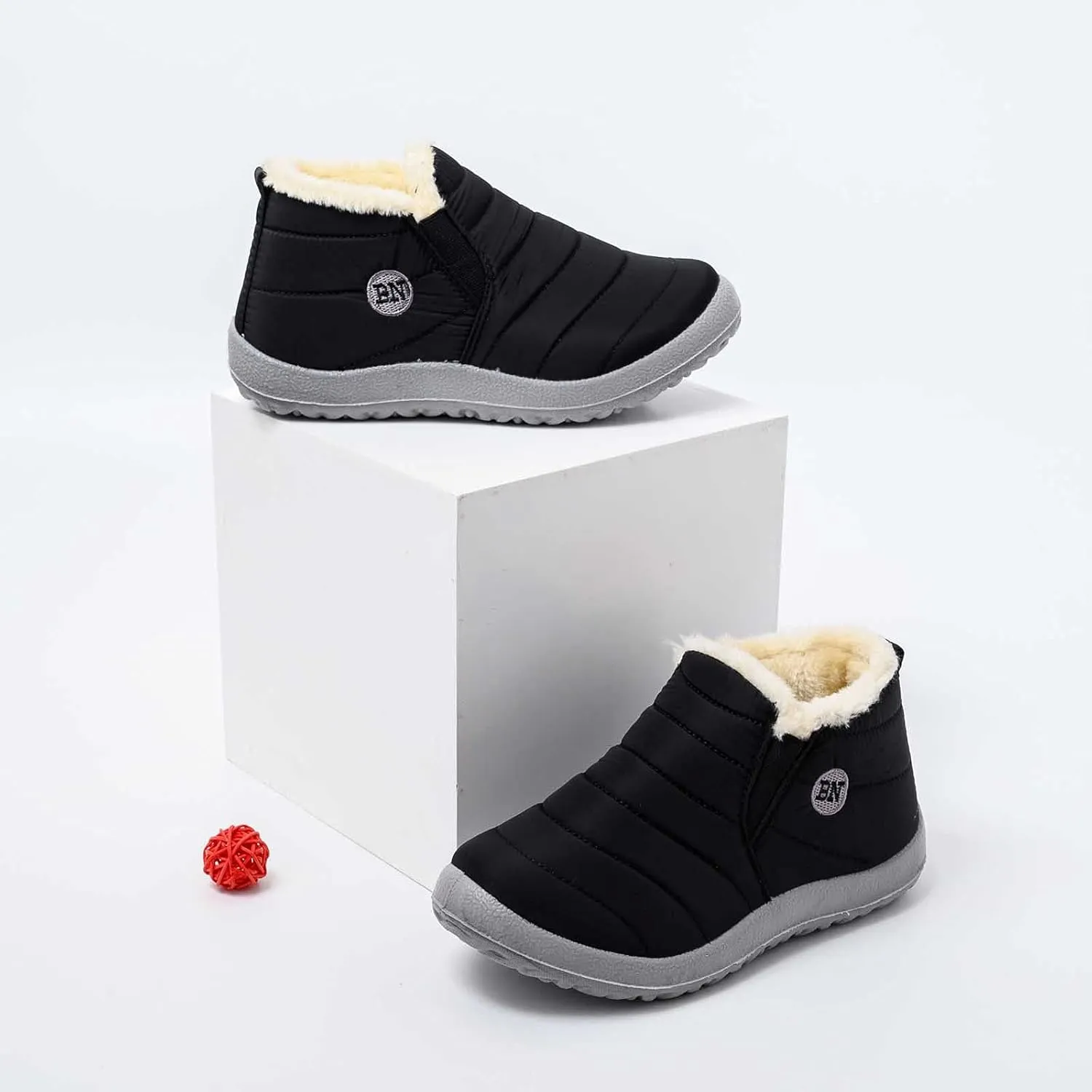 Womens Snow Boots Black Snow Boots for Ladies Indoor Outdoor Womens Winter Snow Boots Women Ankle Booties Womens Winter Boot Slip On Black Boots for Women Mens Snow Booties