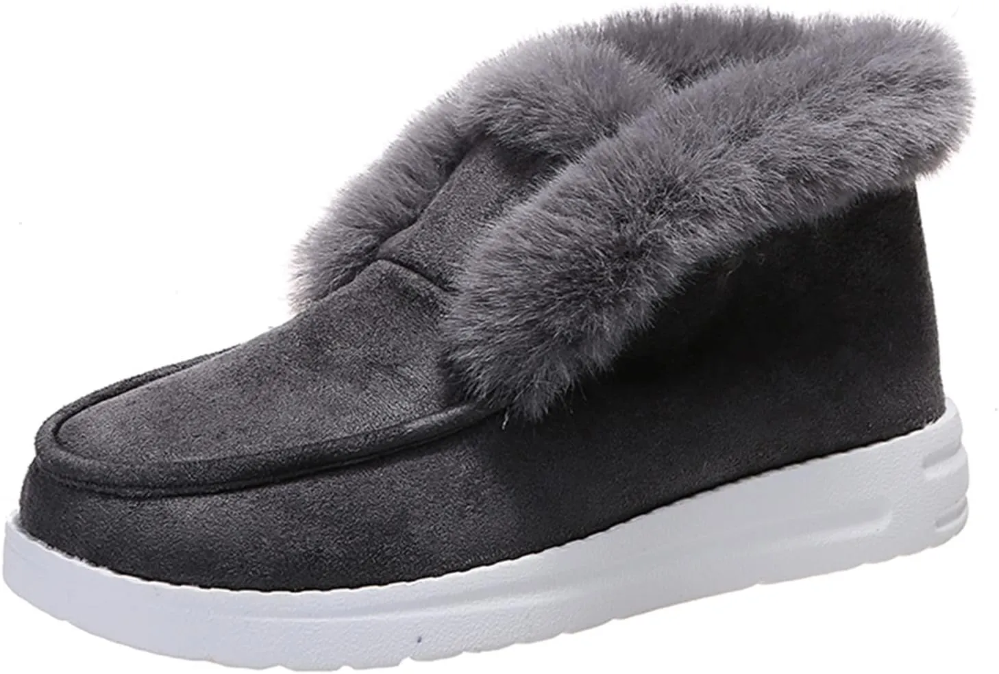 Womens Winter Boots Ankle Faux Fur Women's Winter Snow Boots Slip on Insulated Fur Lined Lightweight Cold Weather Warm Ankle Booties Comfortable Outdoor Walking Shoes