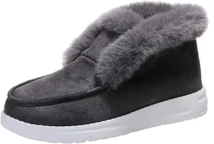Womens Winter Boots Ankle Faux Fur Women's Winter Snow Boots Slip on Insulated Fur Lined Lightweight Cold Weather Warm Ankle Booties Comfortable Outdoor Walking Shoes