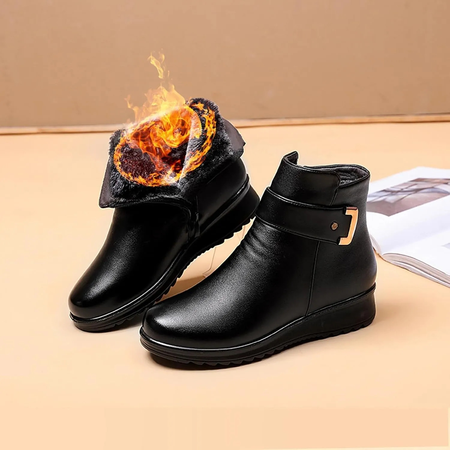 Womens Winter Boots Ankle Women's Slip On Snow Boots Womens Snow Boots Winter Warm Ankle Boots Thermal Shoes for Women Hiking Shoes Women Men Winter Booties
