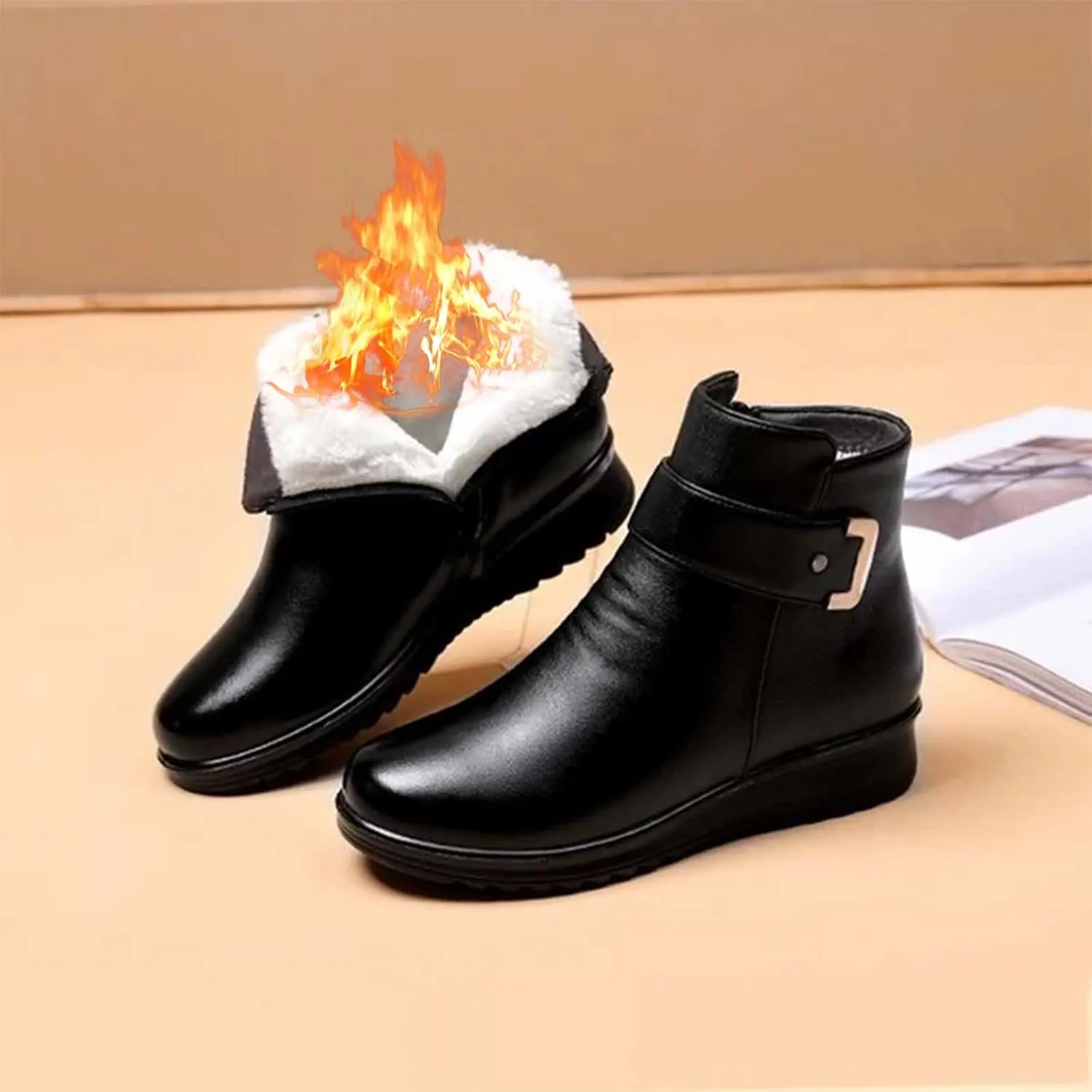 Womens Winter Boots Wide Slip On Warm Boots for Ladies Womens Winter Snow Boots Women Ankle Booties Womens Winter Slip On Boot Hiking Shoes Men Men's Snow Booties