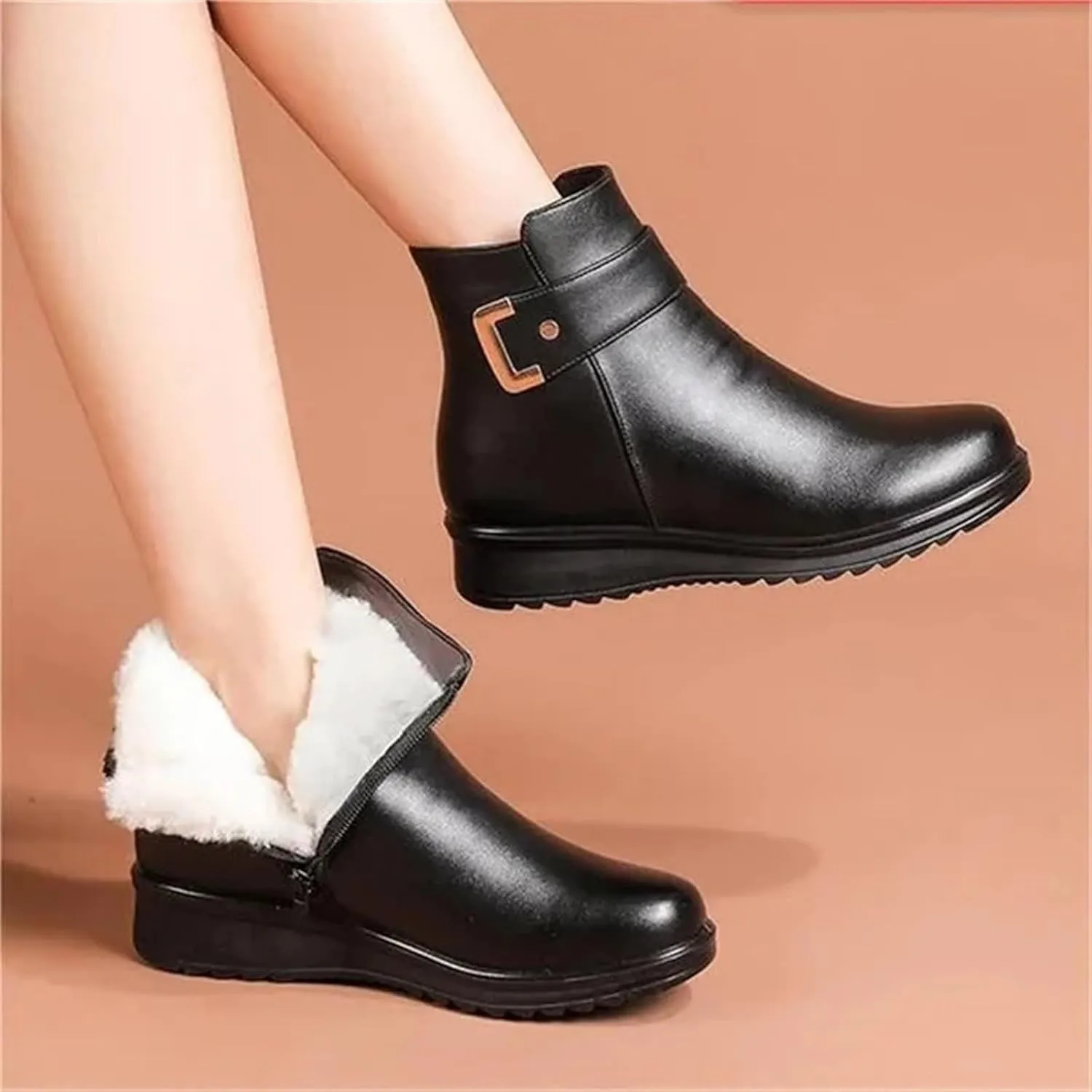 Womens Winter Boots Wide Slip On Warm Boots for Ladies Womens Winter Snow Boots Women Ankle Booties Womens Winter Slip On Boot Hiking Shoes Men Men's Snow Booties