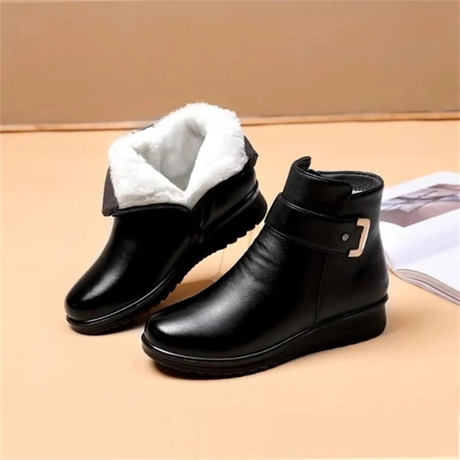 Womens Winter Boots Wide Slip On Warm Boots for Ladies Womens Winter Snow Boots Women Ankle Booties Womens Winter Slip On Boot Hiking Shoes Men Men's Snow Booties