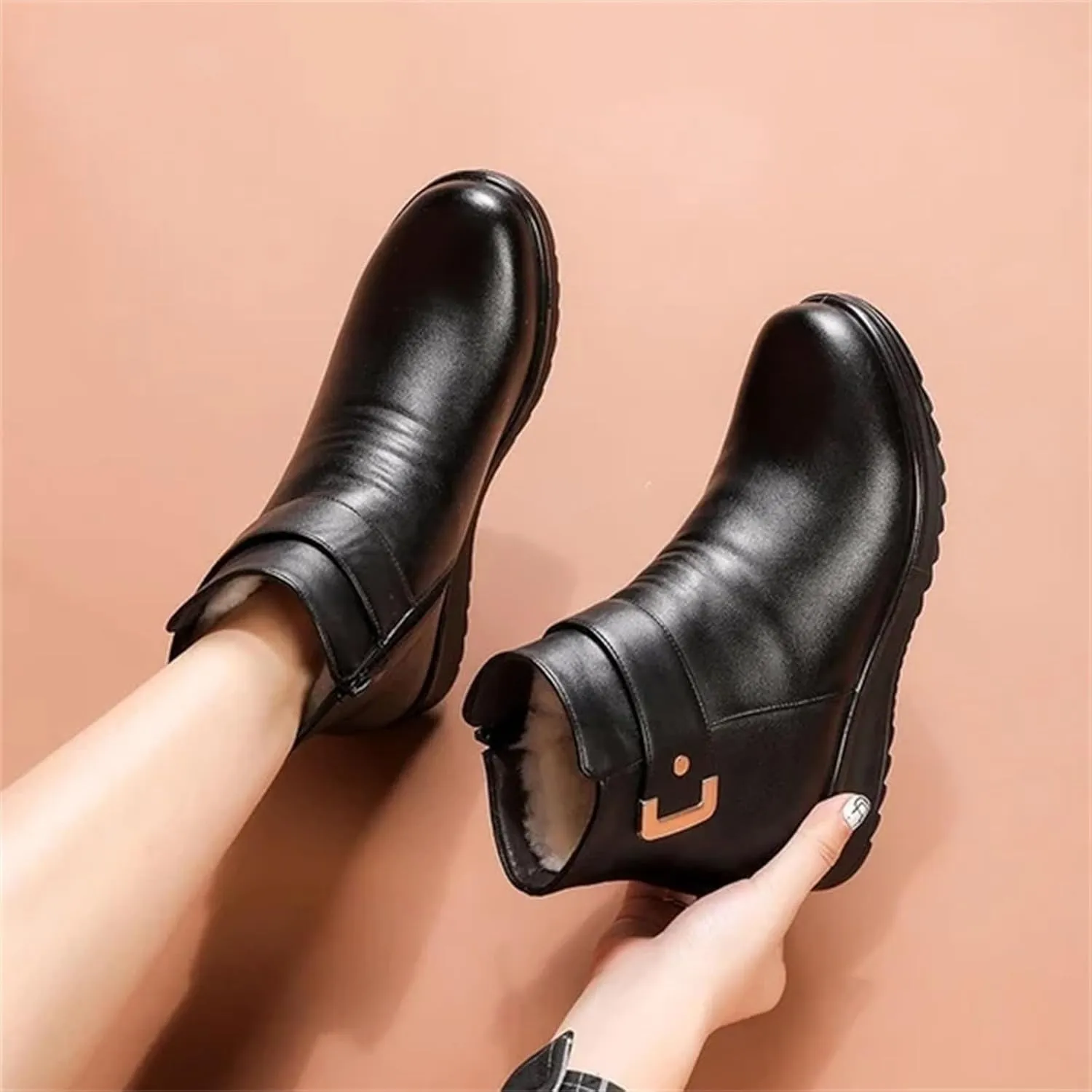 Womens Winter Boots Wide Slip On Warm Boots for Ladies Womens Winter Snow Boots Women Ankle Booties Womens Winter Slip On Boot Hiking Shoes Men Men's Snow Booties