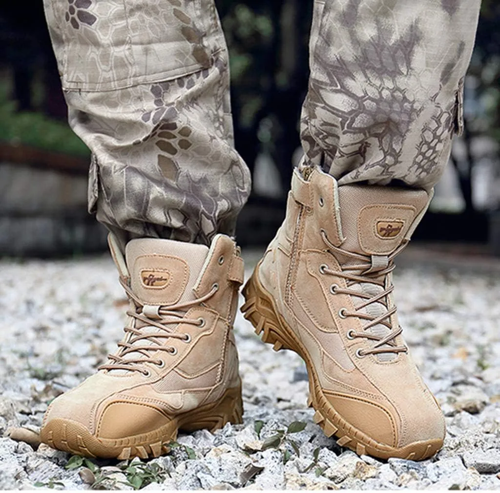 Wygwlg Men's Combat Boots Military Boots Outdoor Lightweight Tactical Boots Breathable Army Training Shoes Ankle Boots