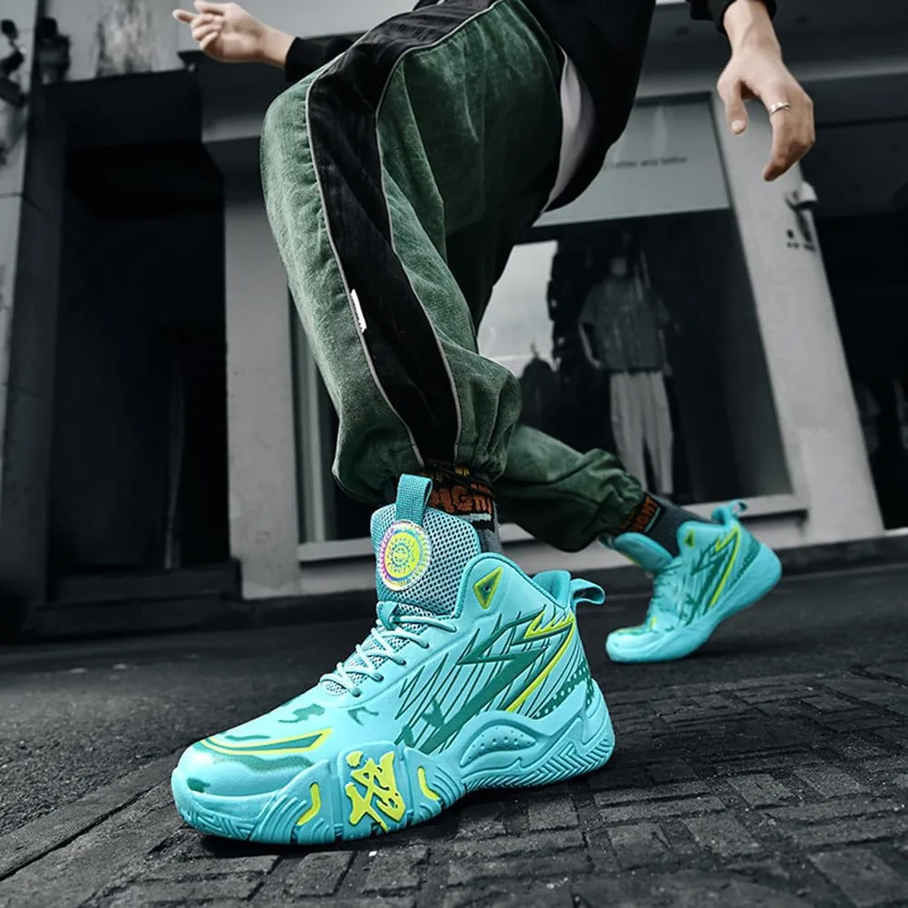 YAXE Unisex High Top Breathable Mesh Basketball Shoes Lightweight Shock Absorption and Training Sneakers