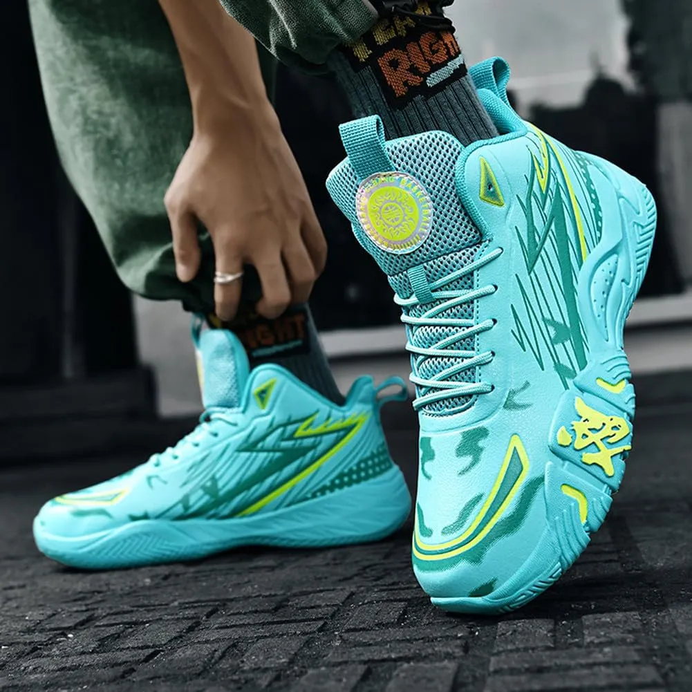 YAXE Unisex High Top Breathable Mesh Basketball Shoes Lightweight Shock Absorption and Training Sneakers