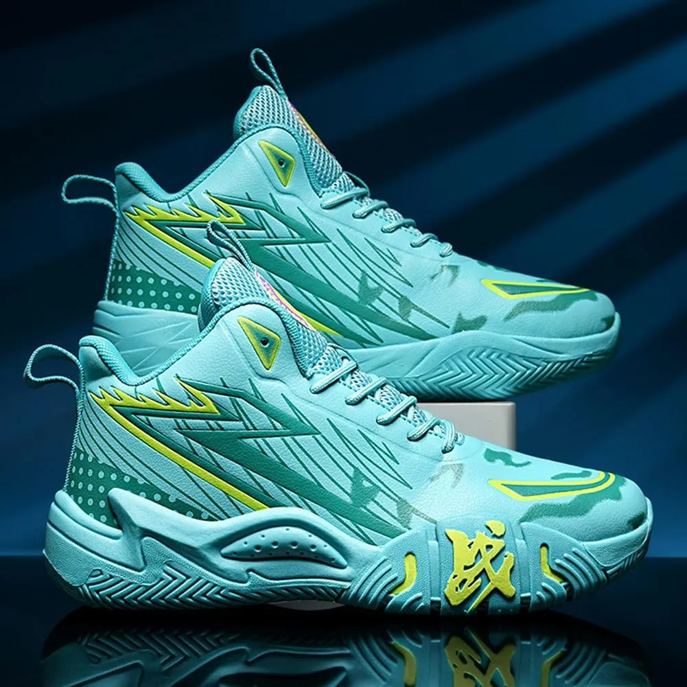 YAXE Unisex High Top Breathable Mesh Basketball Shoes Lightweight Shock Absorption and Training Sneakers