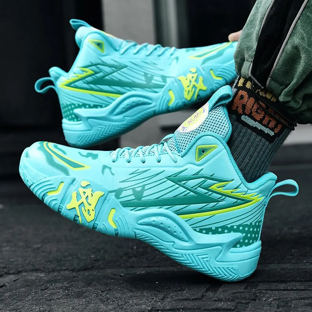 YAXE Unisex High Top Breathable Mesh Basketball Shoes Lightweight Shock Absorption and Training Sneakers